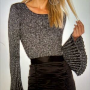 Milly Blue  Ribbed Knit Top